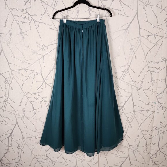 Revelry Emerald Green Flowy Pleated Chiffon Maxi Skirt - Picture 3 of 6